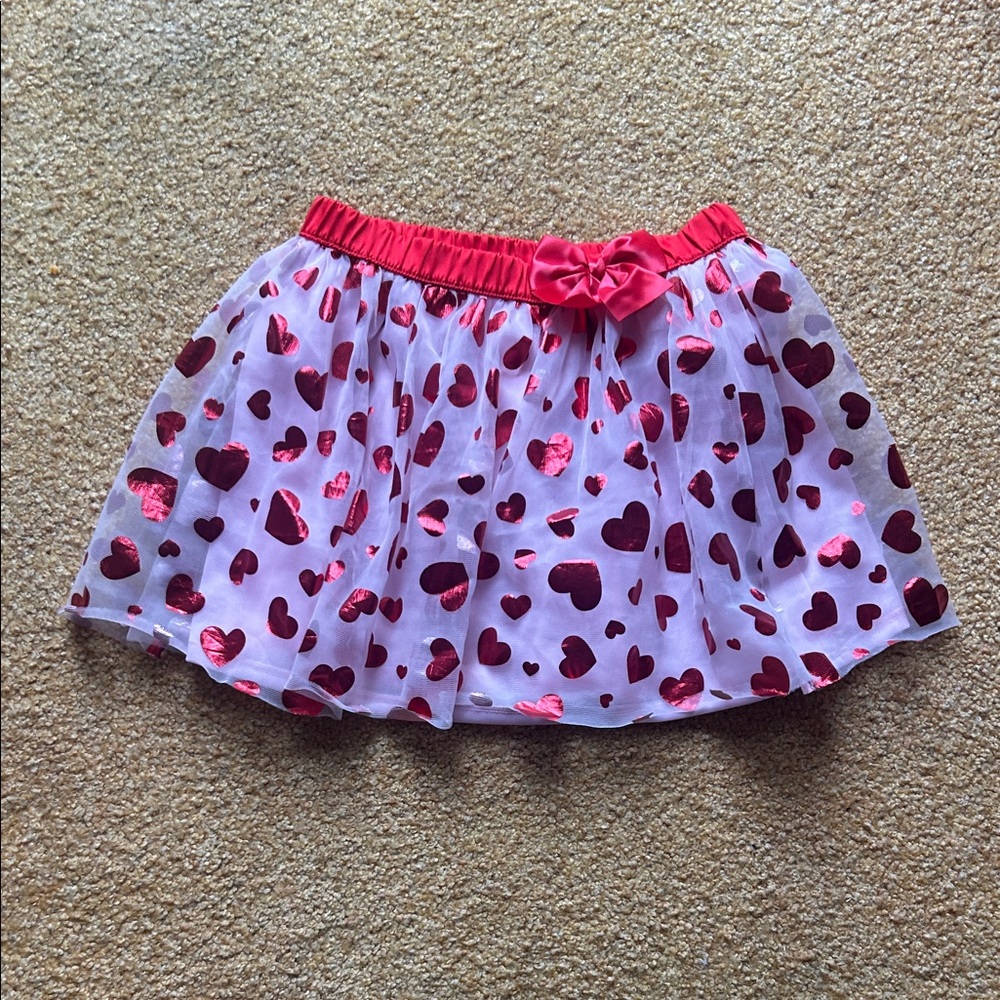 Heart Patterned Pink and Red Kids Skirt
